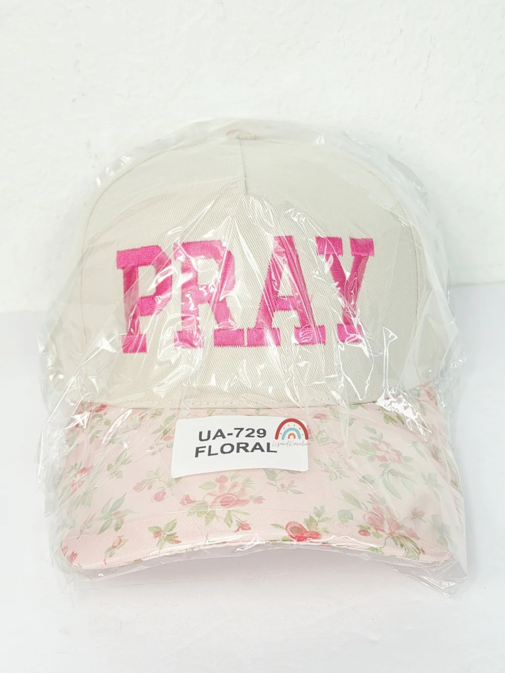 New! PRAY Pink Floral Baseball Cap Hat
